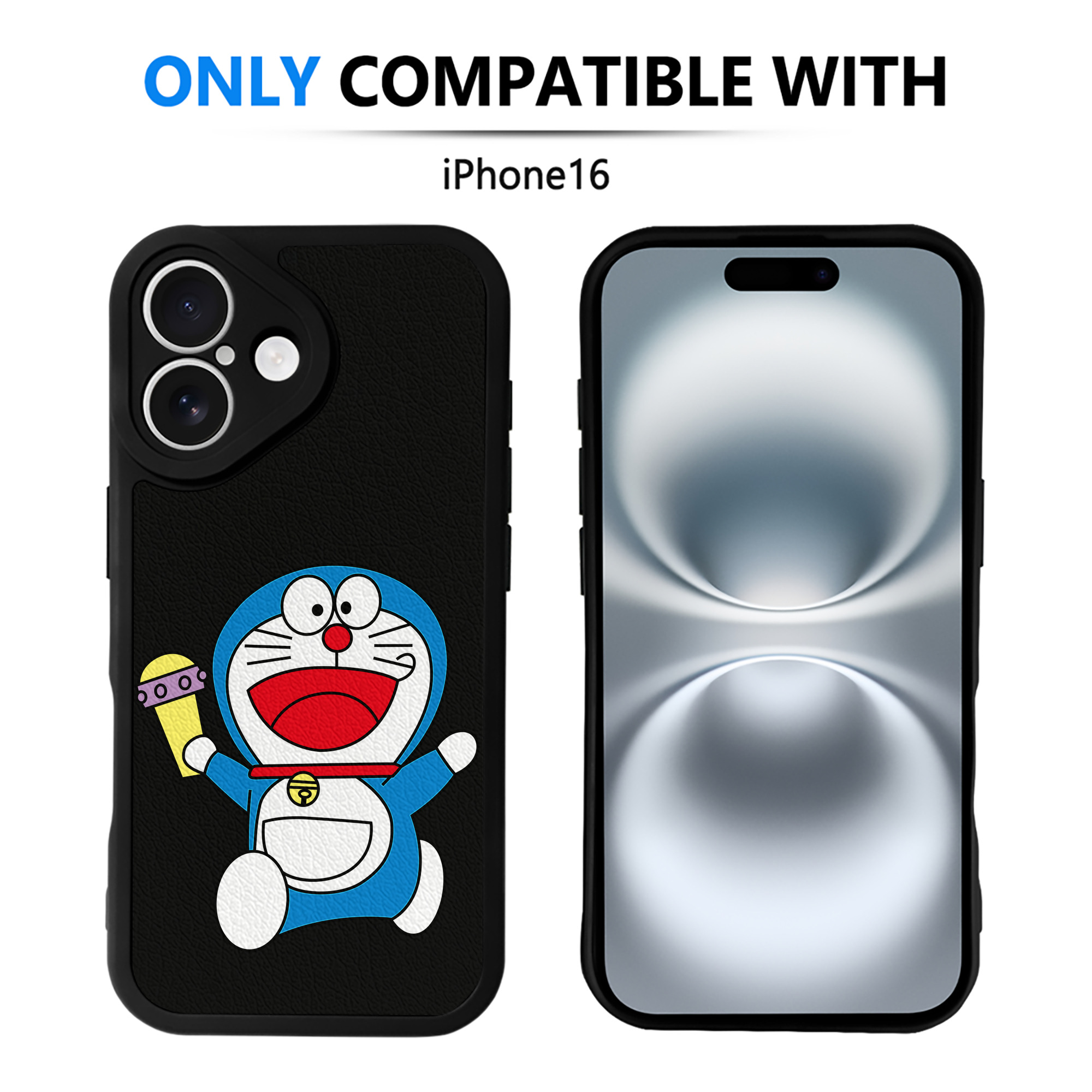 （画像用） ドラえもん Doraemon 【iPhone 16シリーズ対応】シリコンスマホケース（レザー調） 材質：シリコン